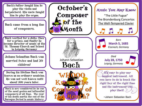 Bach Composer of the Month (October) Bulletin Board Kit