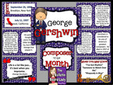 Composer of the Month George Gershwin-Bulletin Board and Writing Activities