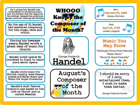 Handel Composer of the Month (August) Bulletin Board