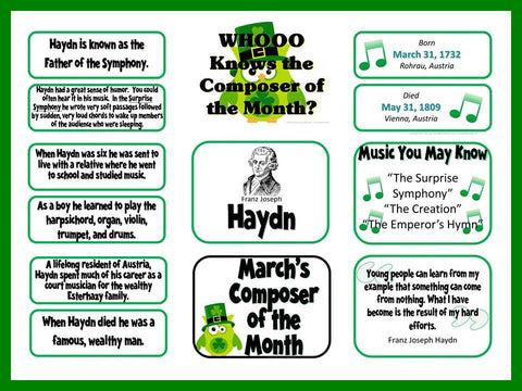 Haydn Composer of the Month (March) Bulletin Board and Worksheet Kit