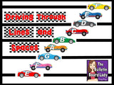 Driving Through Lines and Spaces -Racing Themed Treble Staff Display