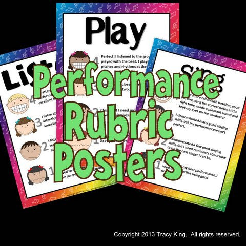 Listen, Play, Sing Performance Rubric Posters for Music Class