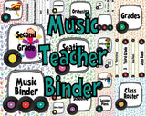 Teacher Binder - White with Rainbow Records