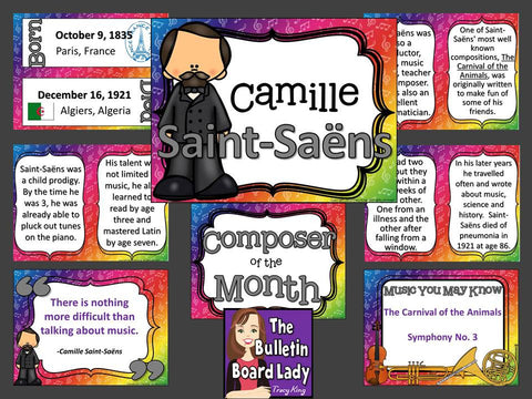 Composer of the Month Saint-Saens -Bulletin Board and Writing Activities