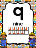 Number Posters Construction Theme