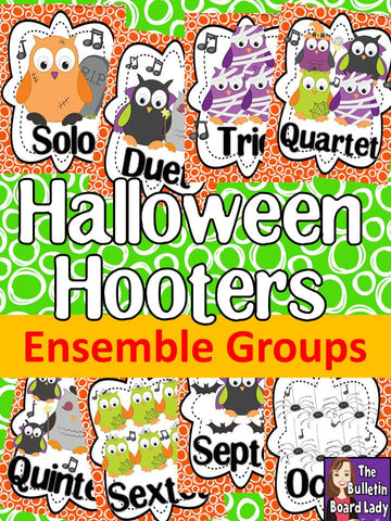 Let's Make BOOtiful Music Halloween Hooters Ensembles Bulletin Board