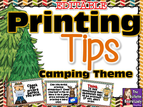 Printing Tips Posters for Computer Lab –Camping Theme