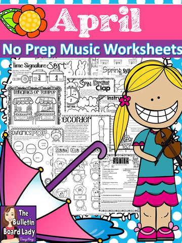 No Prep Music Worksheets for APRIL