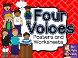 Four Voices Posters, Listening Strips, Worksheets and Assessments