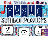 Music Symbol Posters – Red White and Blue Patriotic Theme