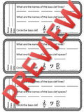 Exit Tickets for Music Class-BASS CLEF PITCHES