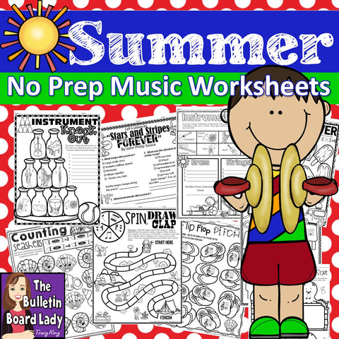 No Prep Music Worksheets for Summer