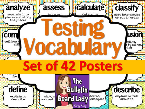 Test Prep Testing Words Bulletin Board Set of 42: Summer Colors