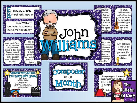 Composer of the Month John Williams -Bulletin Board and Writing Activities