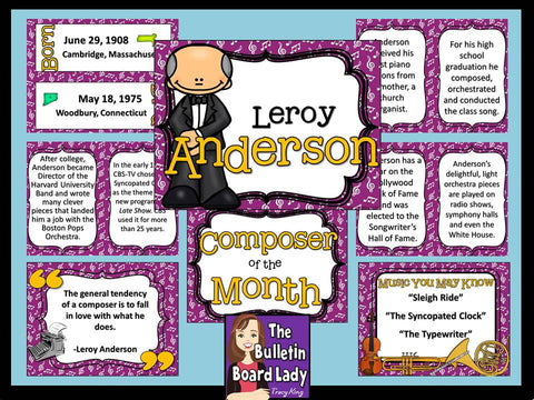 Composer of the Month Leroy Anderson-Bulletin Board and Writing Activities