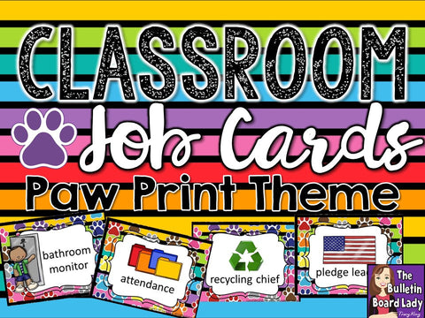 Classroom Jobs - Paw Print Theme