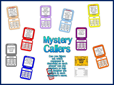 Mystery Callers Composer Bulletin Board for the Music Classroom