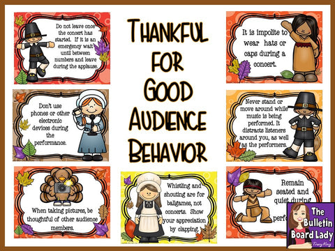 Thankful for Good Audience Behavior Bulletin Board Kit