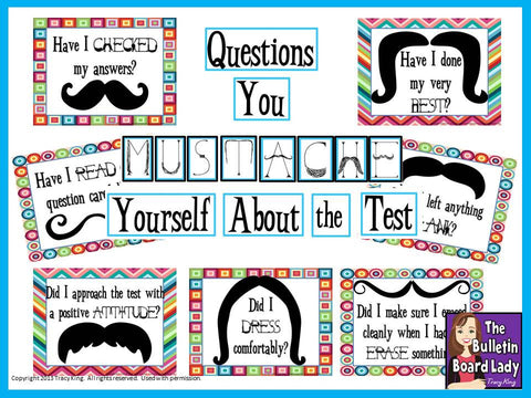 Questions You MUSTACHE Yourself - Test Prep Bulletin Board