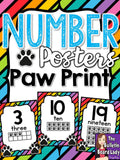 Number Posters Paw Print Them