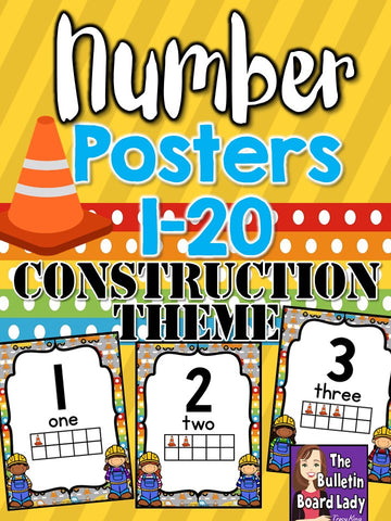 Number Posters Construction Theme