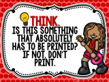 Printing Tips Posters for Computer Lab –Rock Star Theme