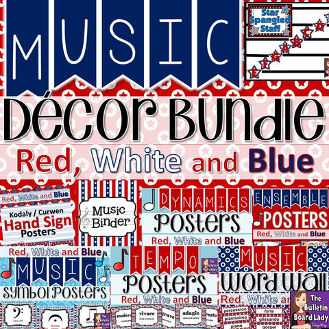 Music Class Décor Bundle – Red, White and Blue