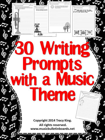 Writing Prompts with a Music Theme Set of 30